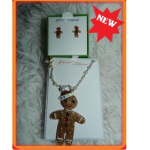 Betsey Johnson Gingerbread Earrings & Necklace Jewelry Gift sets🆕FAST😮‍💨⚡